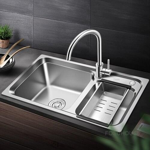 Vantage 304 Thickened Stainless Steel Sink Set Meal Double Trough Kitchen Table Upper And Lower Washing Pan Water Bucket