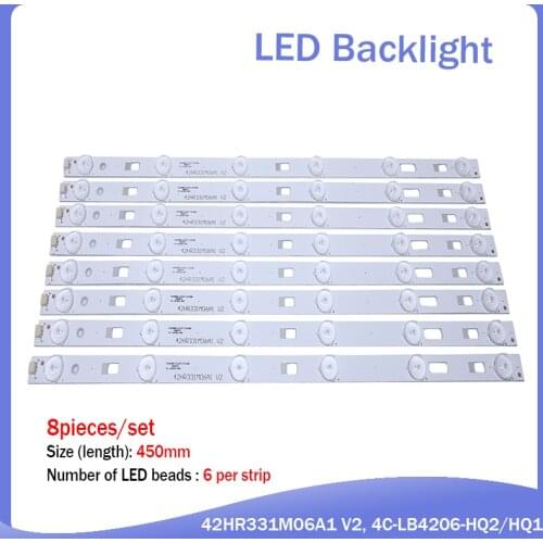 100% New 1set=8pieces For T C L B42E650 L42F3700AB42E650 D42A710 L42F1600E Light Bar 42HR331M06A1 V2 4C-LB4206-YH4 450mm 6led