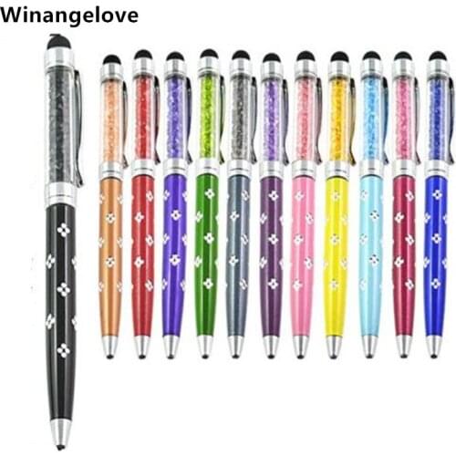 Winangelove 500pcs Universal Diamond 2 in 1 diamond Crystal Touch Stylus Pen For iphone for samsung Tablet PC