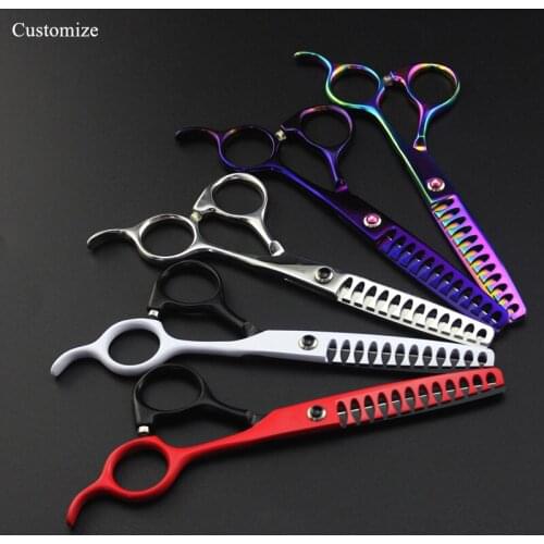 Customize logo japan 6'' 12 teeth hair salon scissors makeup cutting barber makas scissor Thinning shears hairdressing scissors