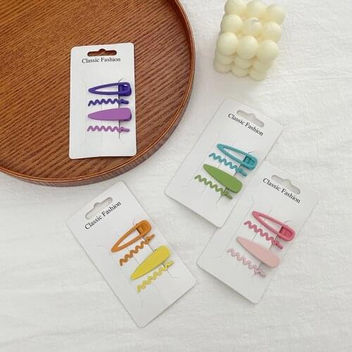 4pcs/set Baby Girl Hair Clips for Hair Styling Matte Scrub Snap Clip Pin Children Women Kids Hairpins Metal Triangle Accessories