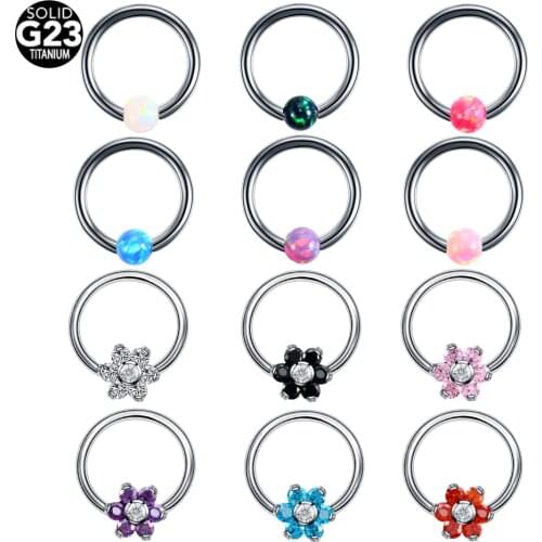 1PC 16G Titanium Nose Piercing Opal Conch Piercing Flower Cartilage Earring Tragus Stud Helix Cartilage Piercing Daith Jewelry