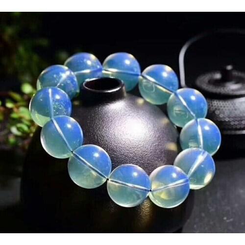 12 mm Natural Fashion Dominican Sky Blue Pure Water Blue Perot Bracelet for Men and Women
