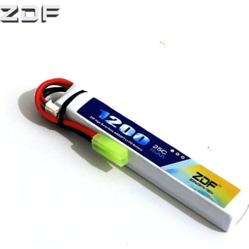 2pcs ZDF High Quality Airsoft gun Battery 3S RC Lipo Battery 11.1V 1200mah 25C AKKU For Mini Airsoft Gun Model Tamiya Connector
