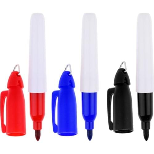 3Pcs Mini Permanent Markers Pen With Golf Keychain Clips Fine Point For Golfer