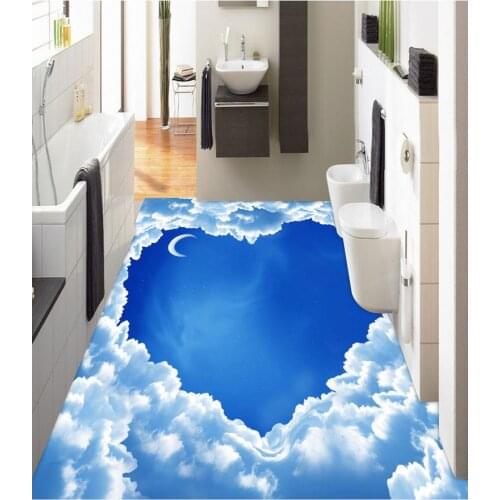 3d floor painting wallpaper Sky 3D floor decoration painting pvc self-adhesive wallpaper 3d flooring