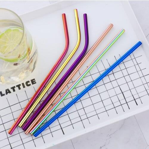 4pcs/lot Stainless Steel Drinking Straws +1 Brush Reusable Bent Stainless Filter Straw Metal Drink Yerba Mate Tea Bar Accessorie