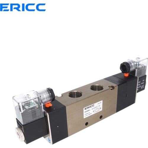 4V430C.E.P-15 AC220V 5 Ports 3 Position Dual Solenoid Pneumatic Air Valve 1/2" BSPT DC12V 24V AC 36V 110V 220V 380V
