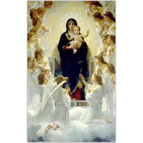 5D DIY Full Round Diamond Painting"Virgin Mary And Angels"Cross Stitch 3D Embroidery Rhinestone Mosaic Home Decor Art Y1781