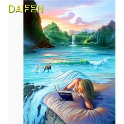 Full Round Diamond mosaic 5D DIY Diamond embroidery Cross stitch Full Square Diamond painting waterfall beauty book horse wave