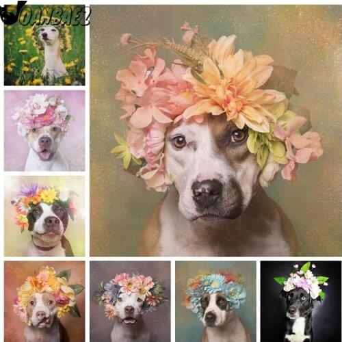 Diamond Painting Wreath Dog Mosaic Set Animal Cross Stitch 5D Diy Pet Rhinestone Hand Inlaid Home Decoration Gift Design