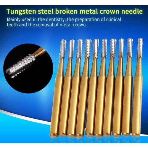 10pcs FG1957 Diamond Materiasl Polisher Dental Metal CrownTeeth Polishing Needle Air Turbine Handpiece Bur Dentist Lab Equipment