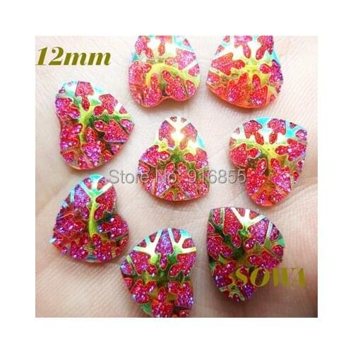 Free shippin NEW DIY 1000pcs12mm RED Color Resin Love Heart stones flatback Scrapbooking for phone/wedding