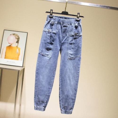 Woman Jeans Pants Summer Loose Jeans For Women High Waist Ankle-Tied Harem Ankle-Length Pants Elastic Pantalones Vaqueros Mujer