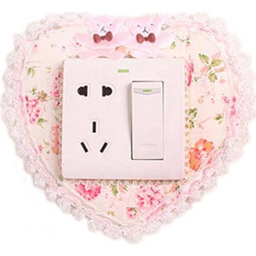 Household Flower Fabrics Lace Love Switch Dustproof Cover Socket Wall Decoration