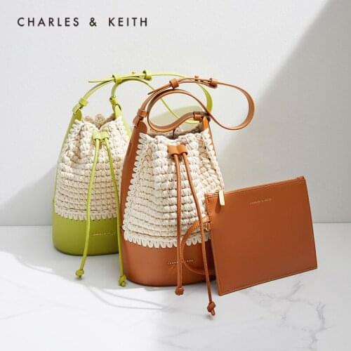 CHARLES＆KEITH New Arrival for Summer 2021 CK2-10781509 Ladies woven portable bucket bag