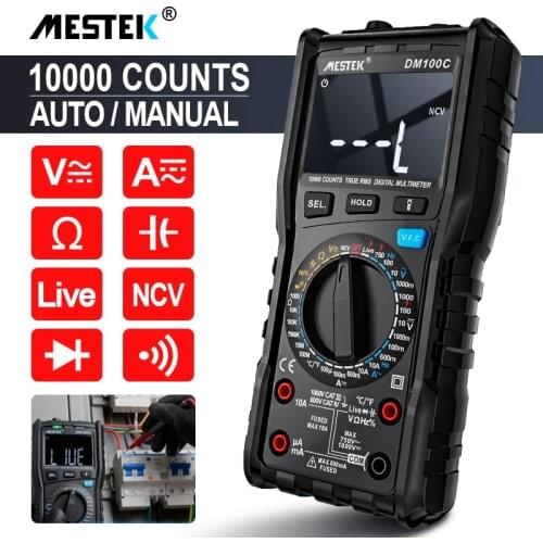 DM100C MESTEK Digital Multimeter Analog Bar Graph Manual/Auto AC/DC 10000 Counts Multimetro Digital Profissional Anti-burn Alarm