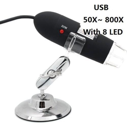 800X Digital USB Microscope 50X~800X 2MP Biological Microscope With 8 LED Video Camera Magnifier Resolution 640x480 Loupes