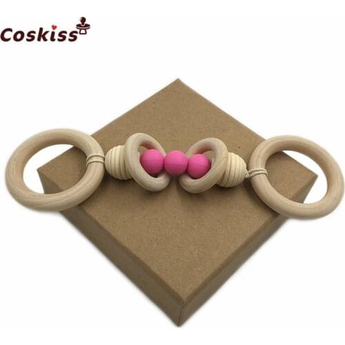 Wooden Teether Montessori Play Gym Hand Baby Teether DIY Baby Nursing Accessories
