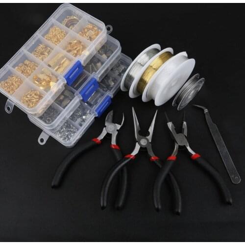 DIY Necklace Jewelry Making 1Box Pliers Tweezers End Clasps Lobster Clasps Jump Rings Extender Chains Jewelry Tool Set