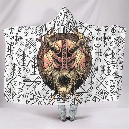 Viking Tattoo Breathable Hooded Blanket 3D Printed Wearable Blanket Adults kids Blanket blanket throw blanket Drop Shipping 09