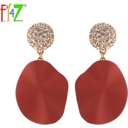 F.J4Z New Trending Unique Dangle Earrings For Women High Quality Nice Look Elegant Glass Crystal Red Earrings For occasions