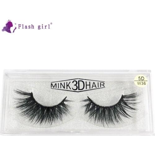 Flash Girl Eyelashes 5D Mink Lashes Natural Fake Eyelash Extension Cruelty Free False Eyelashes Wholesale 5D-W36