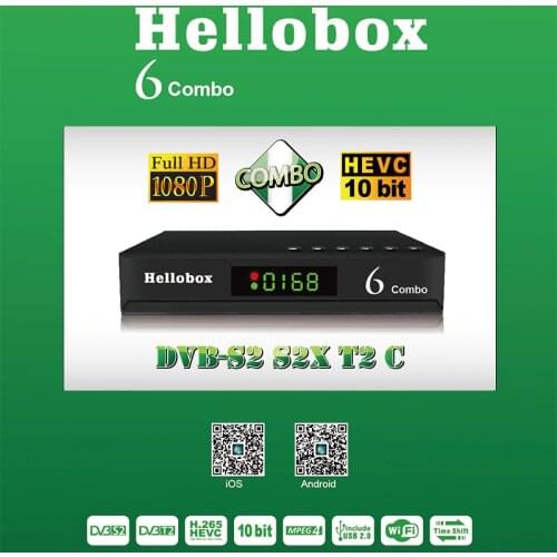 Hellobox6 Combo Satellite TV Receiver DVB-S2/S2X/T2/C Fully Compliant Set Top Box H.265 HEVC 10bit Free IPTV Satellite Receiver