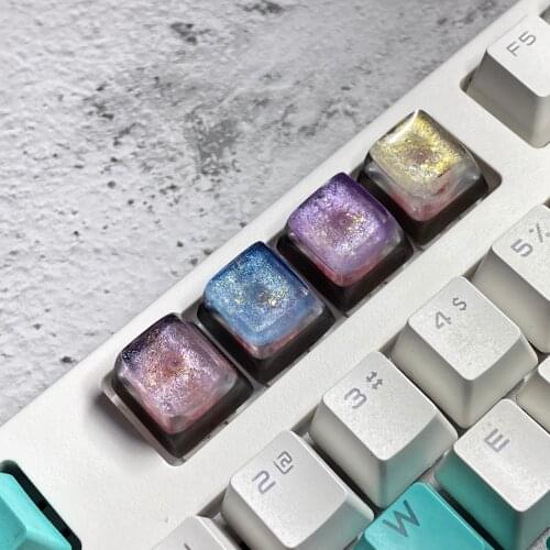 Game Mechanical Keyboard Key Cap Manual Resin Keycap OEM Profile Personality Backlit Starry Sky Keycaps Customizable Height
