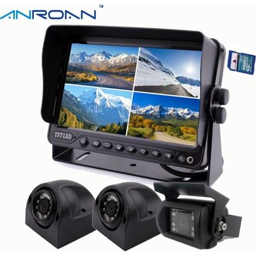 9" DVR Video Recorder Quad Split Monitor Truck Rear View Camera System Backup Camera Kit for Caravan Trailers Harvester