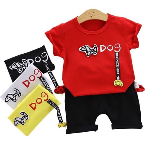 Summer Fashion Casual Newborn Baby Boys Toddler Clothes animal dog Short Sleeve Top Shorts 2Pcs/set Cotton Kids Outfits Clothing