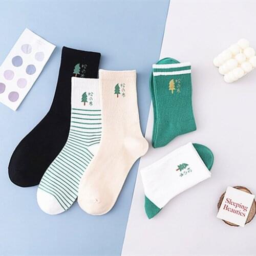 Japan Lolita Cute Socks, Pure Cotton Pine Jacquard Woven Harajuku Socks, Ladies Korea Cute Spring Summer New Style Hot Sale Sock