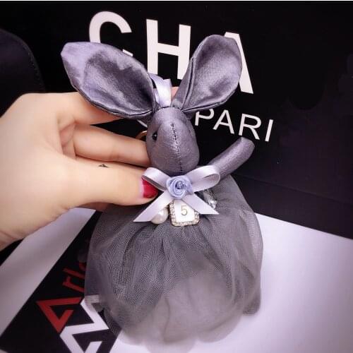 Fashion All-match Korean Cloth Art Doll Rabbit Keychain Butterfly Bow Tie Creative Key Chain Cute Cartoon Girl Bag Keychain