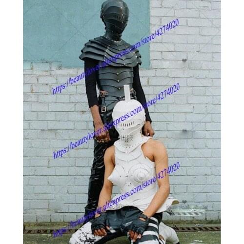 Model Catwalk White Black mask women men Roman Warrior bar gogo costume ds costumes nightclub armor