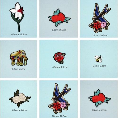 Bee Flower Elephant Patches Cap Shoe Iron On Embroidered Appliques DIY Apparel Accessories Patch For Clothing Fabric Badges BU36