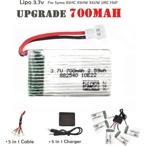 Upgrade Lipo Battery 3.7V 700mAh XH2.54 Plug For Syma X5C Wltoys K124 K123 X5SW M68 X705C RC Drone Helicopter Car Parts 882540