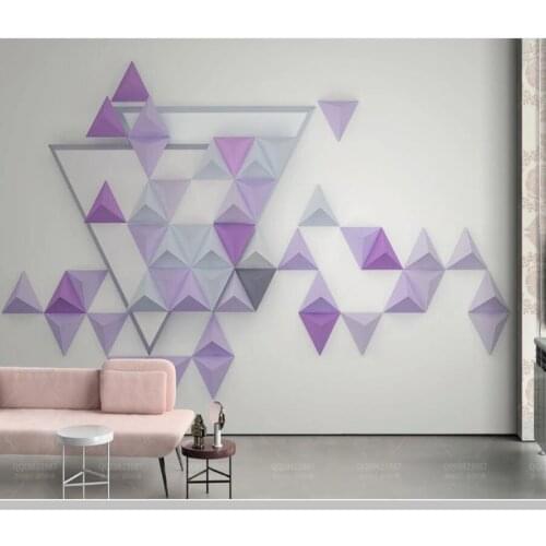 Papel de parede 3d geometric triangle nordic modern purple wallpaper,living room TV wall bedroom wall papers home decor mural