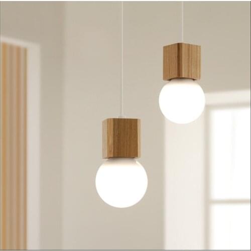 Pendant Lights Personalized solid wood single head modern simple dining lanterns creative Nordic restaurant bar counter cafe