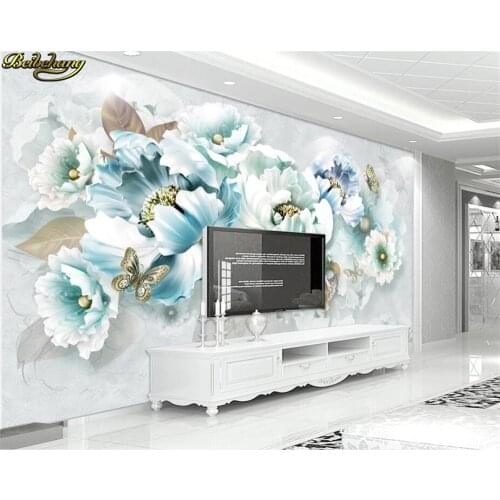 Beibehang Custom 3D Wallpaper Silk Cloth Waterproof Canvas Murals Wall Painting Pastoral Floral Flower Oil Painting Black Mural