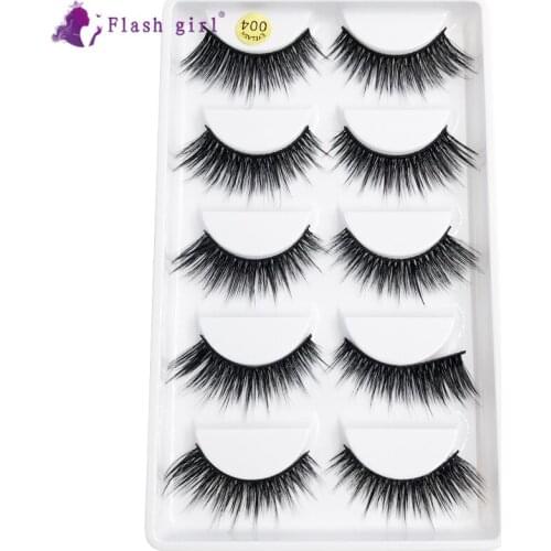 Hot Flash Girl 3D Mink Lashes Wholesale 5 Pairs Individual Beauty Lashes Soft High Grade False Eyelash Extension for Makeup 004