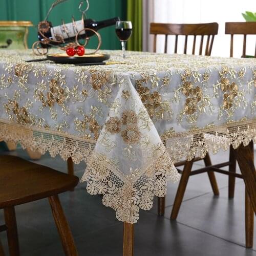 Luxury Table Cloth Lace Embroidery rectangular tablecloth Wedding Banquet Party Table Cloths Furniture Cover Home table Covers