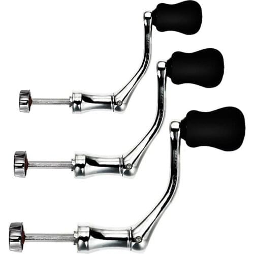 Spinning Reel Handle Metal Fishing Spinning Reel Crank Handle Replacement Part with Plastic Rotatable Grip Knob
