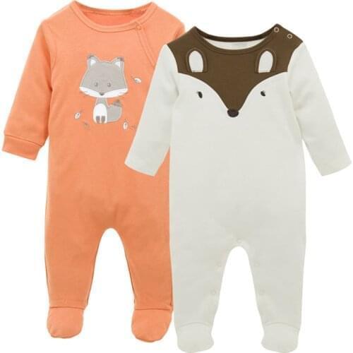 SAILEROAD 2ps/Set Baby Girl Cute Kawaii Fox Pajamas For Girls Baby Onesies Newborn Footed Pijama Infantil Infant Cotton Jumpsuit