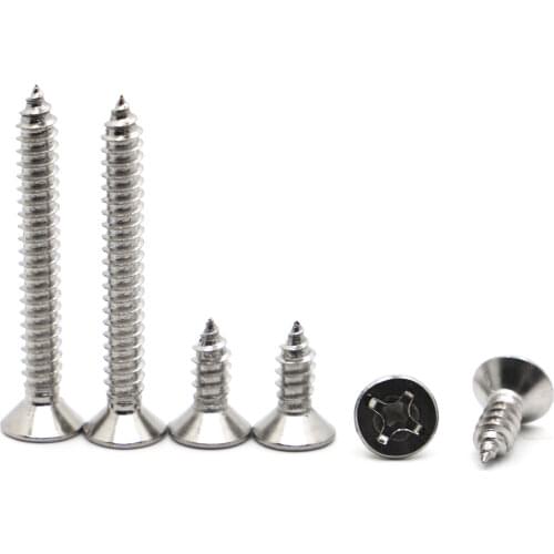10/20/50pcs Cross Flat Head Self-tapping Screws M1 M1.2 M1.4 M1.7 M2 M2.3 M2.6 M3 M3.5 M4 M5 M6 Stainless Steel Phillips Screws