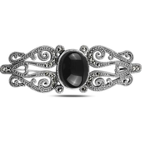 Silverlina Silver Natural Stone & Marcasite Brooch & Pendant