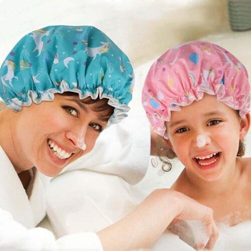 Bathing Cap Cartoon Double Layer Waterproof Hats For Women Girls Face Washing Hat Multicolor Hair Cover Cap шляпа женская