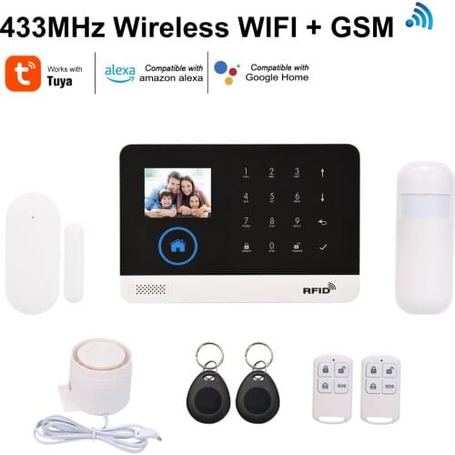 433MHz Wireless WIFI+GSM Auto-dial Alarm Security System LCD Display Door Sensor PIR Motion Sensor Phone APP Remote Control