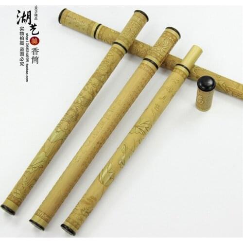 Sweet body Delicate jade bamboo carving heart sutra long joss stick Mouth pull bamboo tube teachers appliance