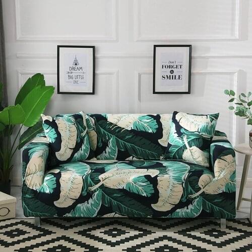 Spandex Elastic Stretch Banana Leaf Printing Sectional Sofa Cover Protective Slipcovers All-inclusive Couch Case Cover 1pcs