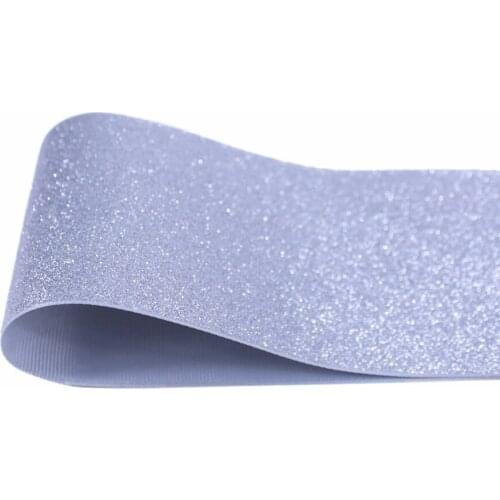 T.R RIBBON 3'' 75mm solid colors full glitter grosgrain polyester ribbon, DIY handmade materials 009 silver 10yares